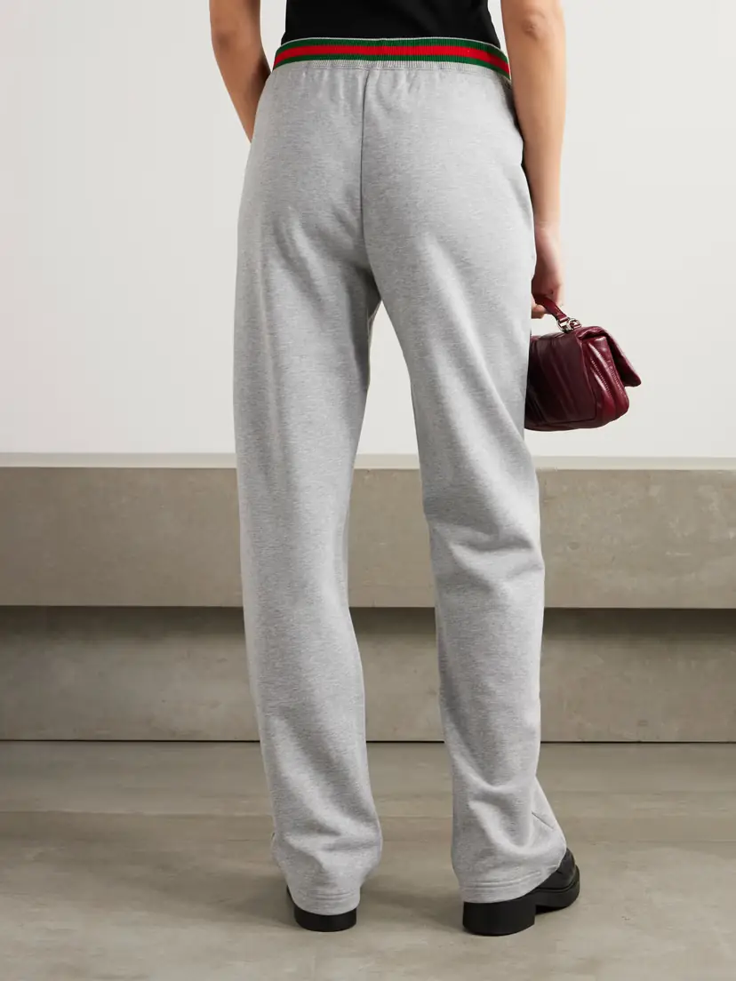 Gucci Appliquéd Striped Cotton-jersey Track Pants | Thumbnail 4 Gucci Appliquéd Striped Cotton-jersey Track Pants | Thumbnail 4