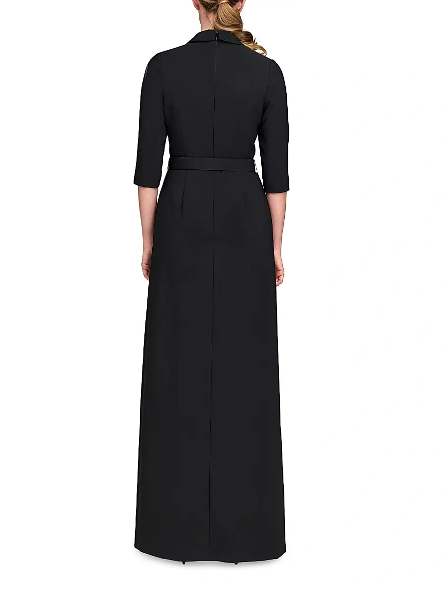 Kay Unger Women's Marta Stretch Crepe Belted Walk-Through Jumpsuit | Thumbnail 4 Kay Unger Women's Marta Stretch Crepe Belted Walk-Through Jumpsuit | Thumbnail 4