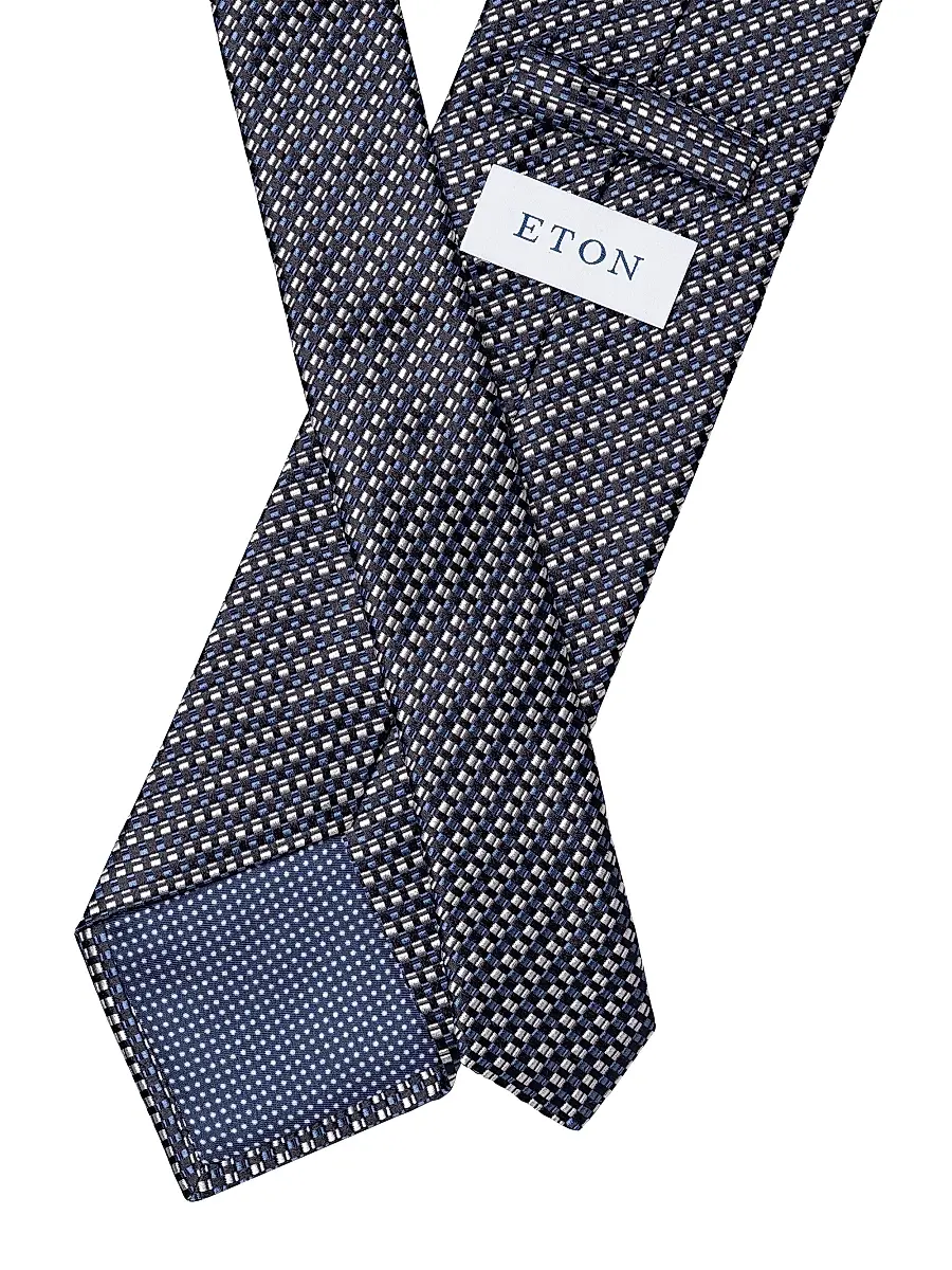 Eton Men's Checked Woven Silk Tie | Thumbnail 3