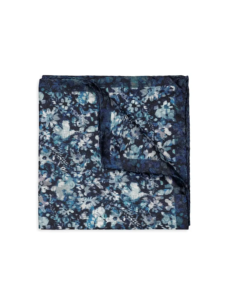 Eton Men's Floral Silk Pocket Square | Image 1 Eton Men's Floral Silk Pocket Square | Image 1