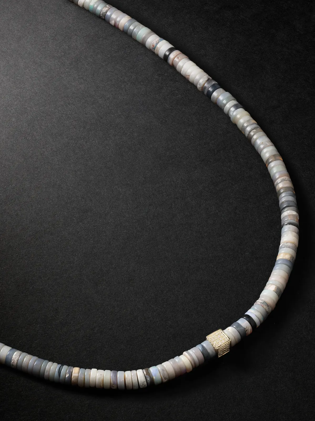 14-Karat Gold, Diamond and Opal Beaded Necklace - Men