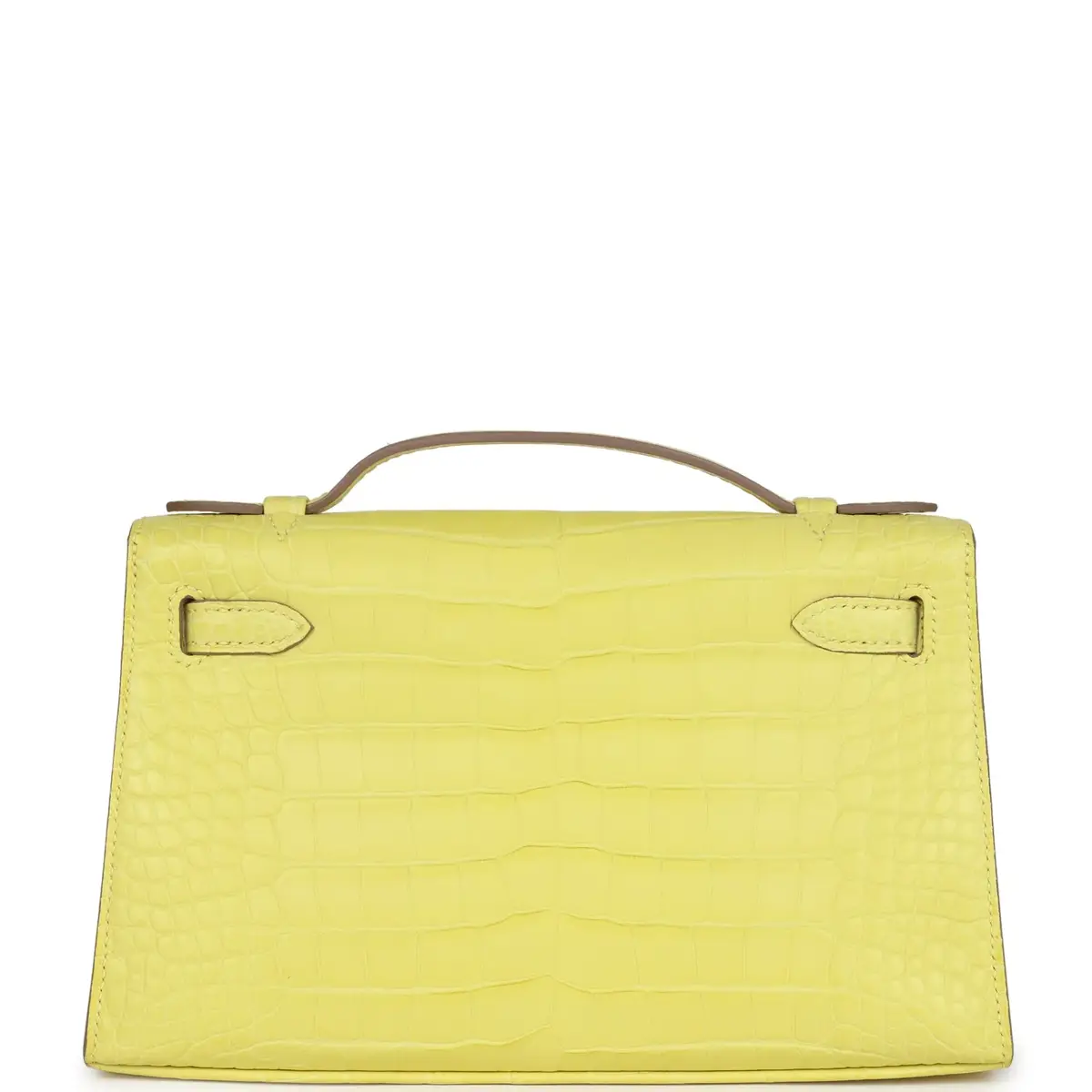 HERMÈS Hermes Kelly Pochette Lime Matte Alligator Palladium Hardware | Thumbnail 4 HERMÈS Hermes Kelly Pochette Lime Matte Alligator Palladium Hardware | Thumbnail 4