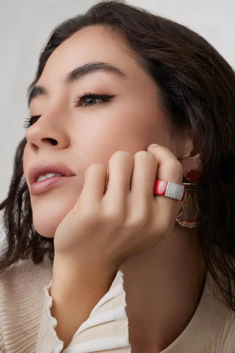 ROBERTO DEMEGLIO Red Ceramic Diamond Pave Domino Ring | Thumbnail 2