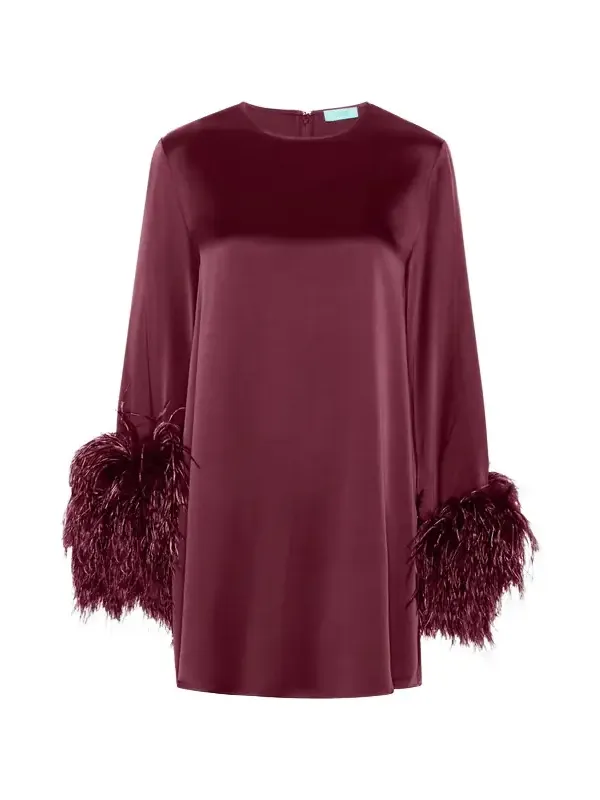 Satin Shift Dress With Feathers Satin Shift Dress With Feathers