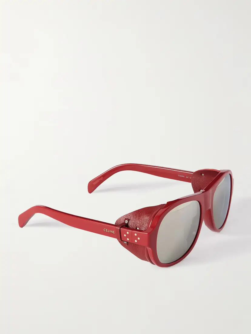 CELINE Eyewear Aviator-style Acetate And Leather Sunglasses | Thumbnail 3 CELINE Eyewear Aviator-style Acetate And Leather Sunglasses | Thumbnail 3