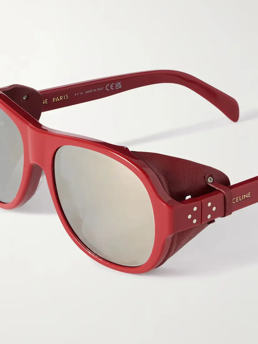 CELINE Eyewear Aviator-style Acetate And Leather Sunglasses | Thumbnail 4 CELINE Eyewear Aviator-style Acetate And Leather Sunglasses | Thumbnail 4