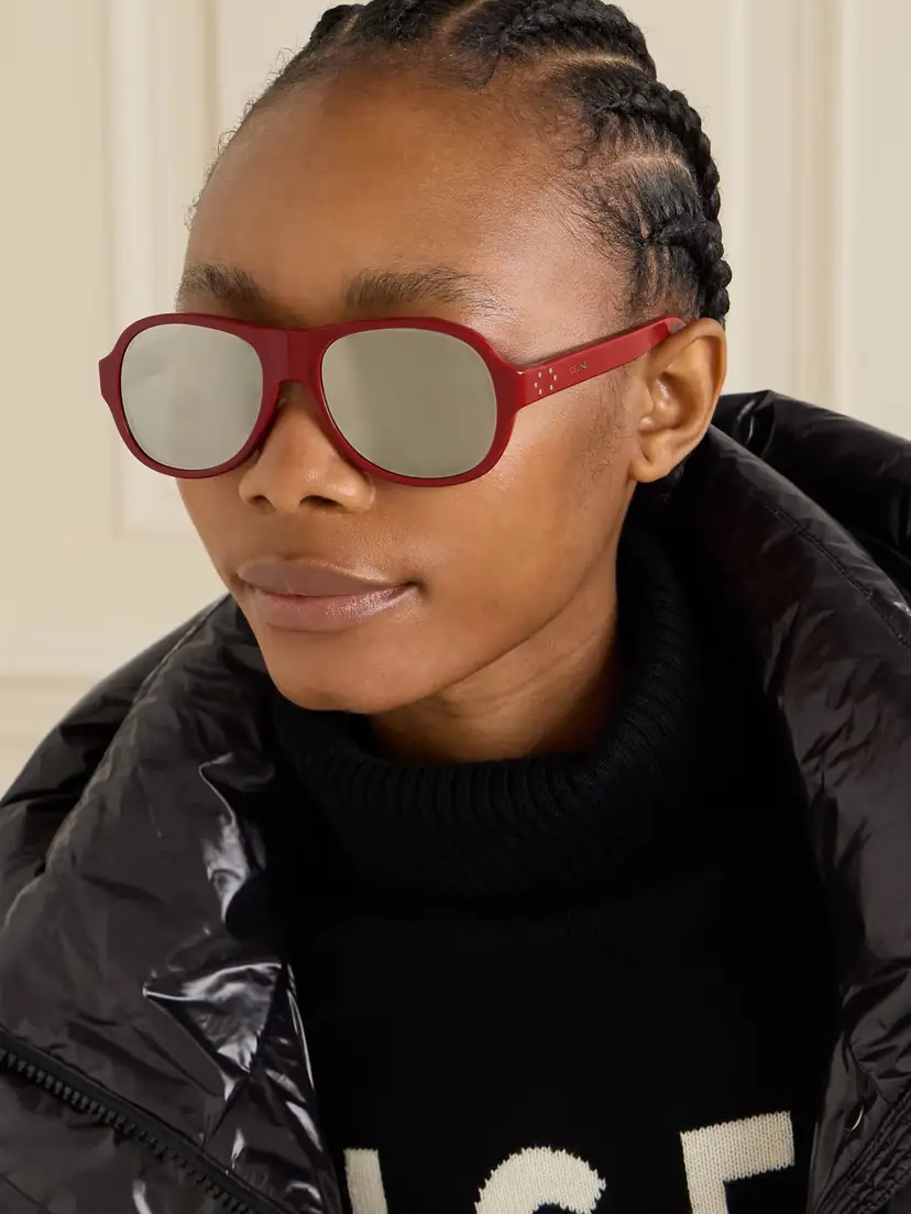 CELINE Eyewear Aviator-style Acetate And Leather Sunglasses | Thumbnail 5 CELINE Eyewear Aviator-style Acetate And Leather Sunglasses | Thumbnail 5