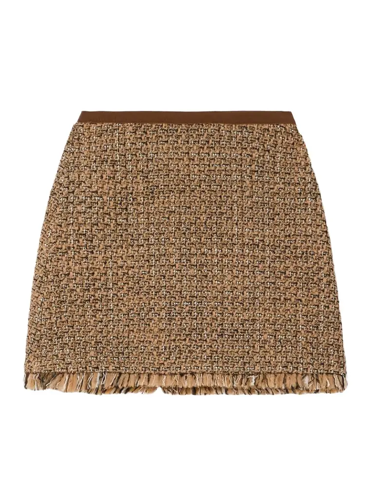Frayed Wool-blend Tweed Mini Skirt