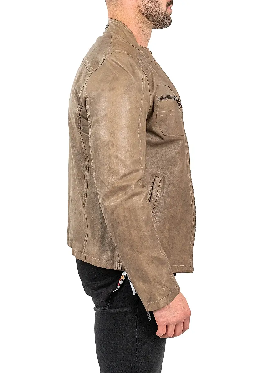 Maceoo Men's Leather Jacket - Brown | Thumbnail 4 Maceoo Men's Leather Jacket - Brown | Thumbnail 4