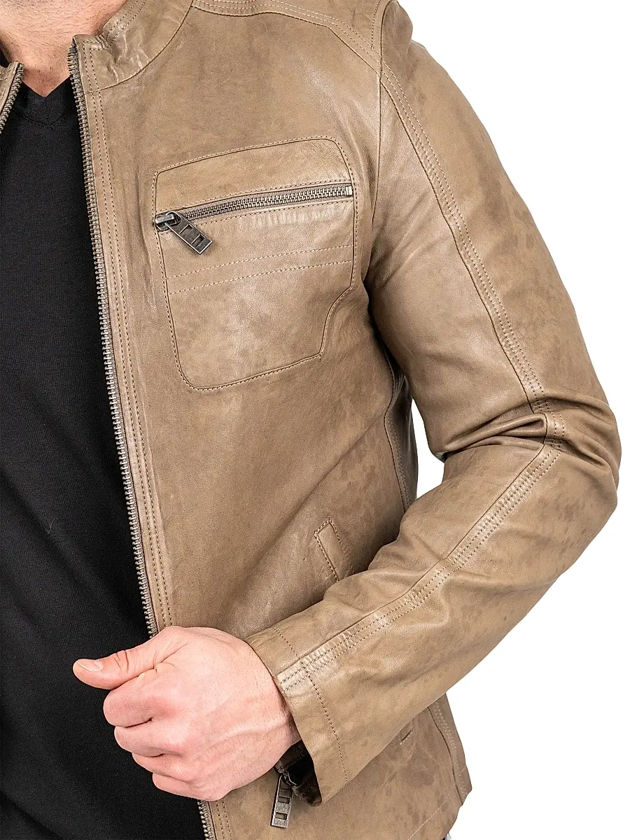Maceoo Men's Leather Jacket - Brown | Thumbnail 6 Maceoo Men's Leather Jacket - Brown | Thumbnail 6