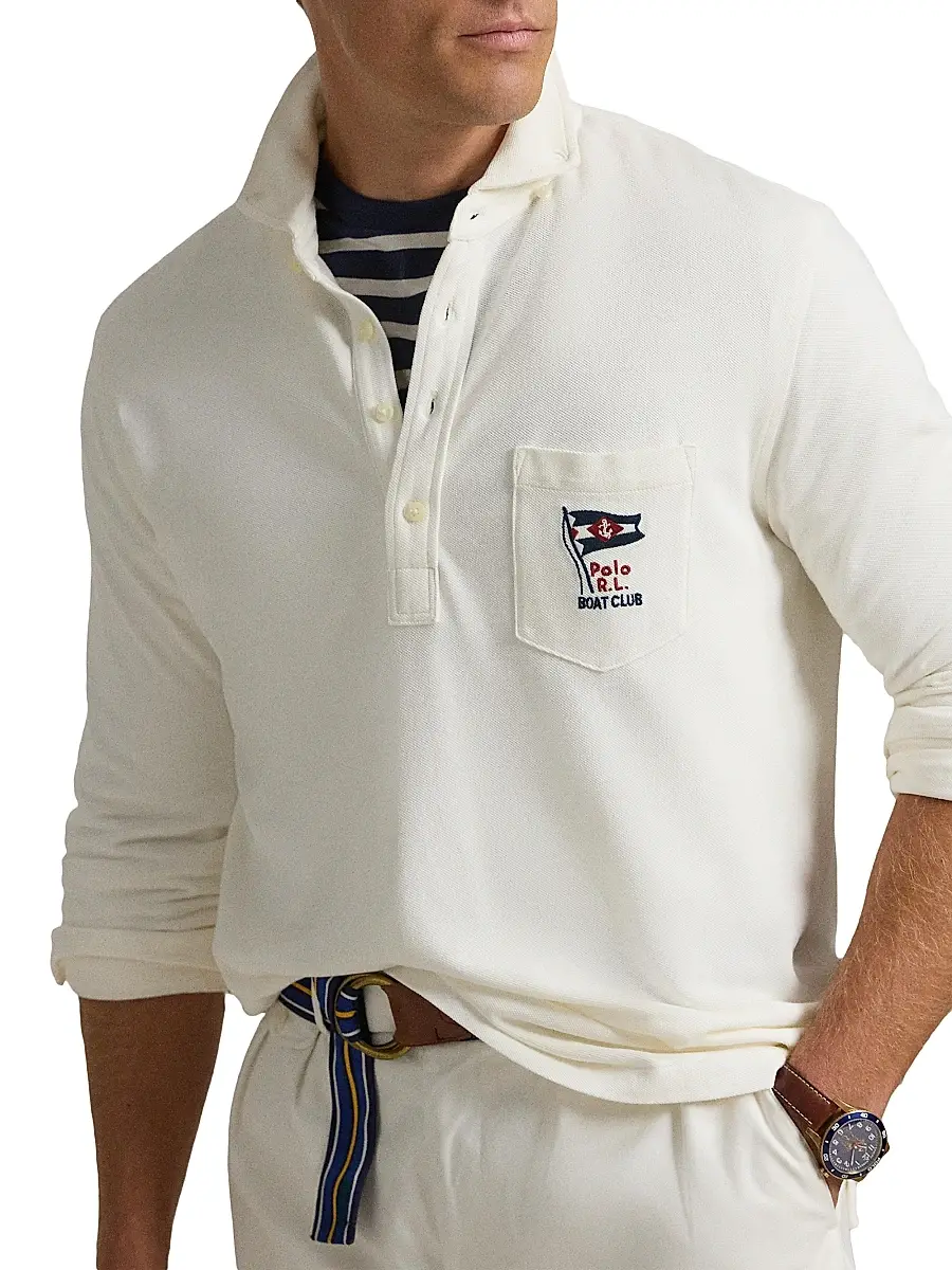 Polo Ralph Lauren Men's Nautical-Embroidered Mesh Polo Shirt - Nevis | Thumbnail 5