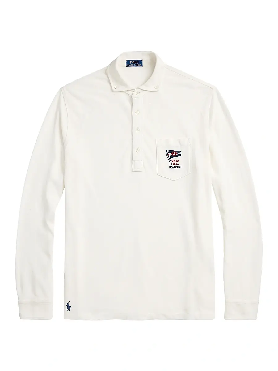 Men's Nautical-Embroidered Mesh Polo Shirt - Nevis Men's Nautical-Embroidered Mesh Polo Shirt - Nevis