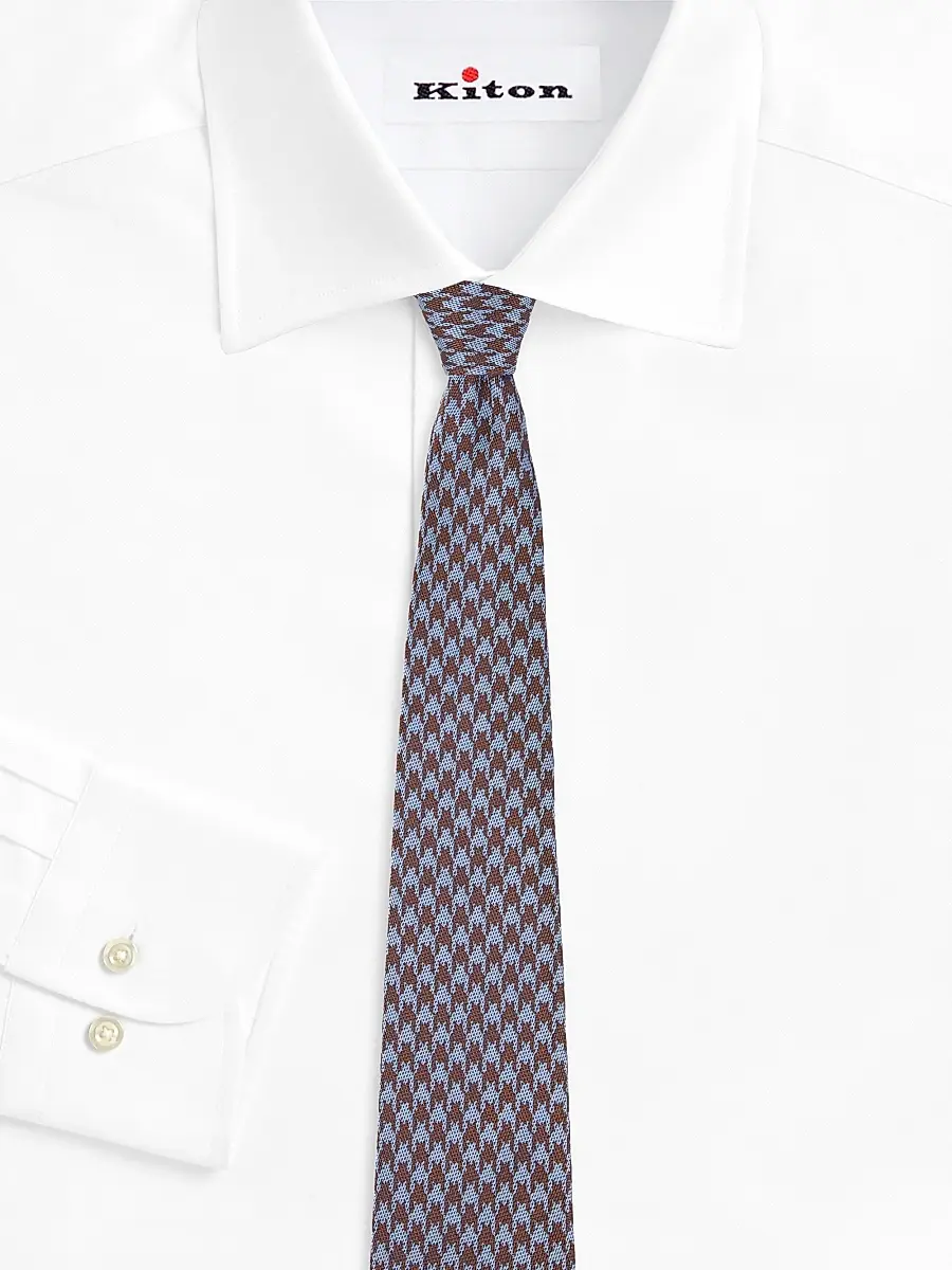 Kiton Men's Houndstooth Silk Tie - Brown | Thumbnail 2 Kiton Men's Houndstooth Silk Tie - Brown | Thumbnail 2