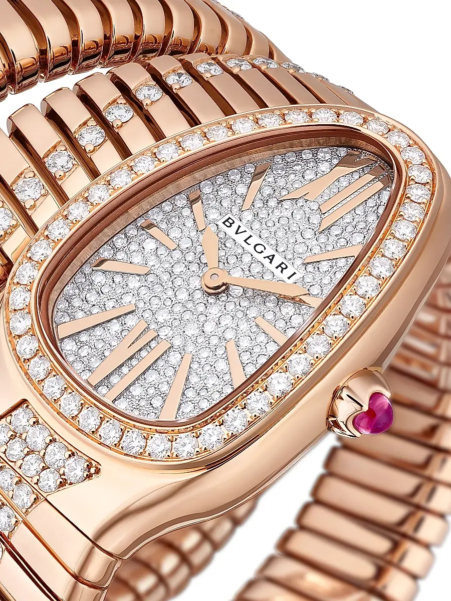 BVLGARI Women's Serpenti Tubogas 18K Rose Gold & 5.85 TCW Diamond Double-Wrap Watch/35MM - Rose Gold | Thumbnail 2 BVLGARI Women's Serpenti Tubogas 18K Rose Gold & 5.85 TCW Diamond Double-Wrap Watch/35MM - Rose Gold | Thumbnail 2