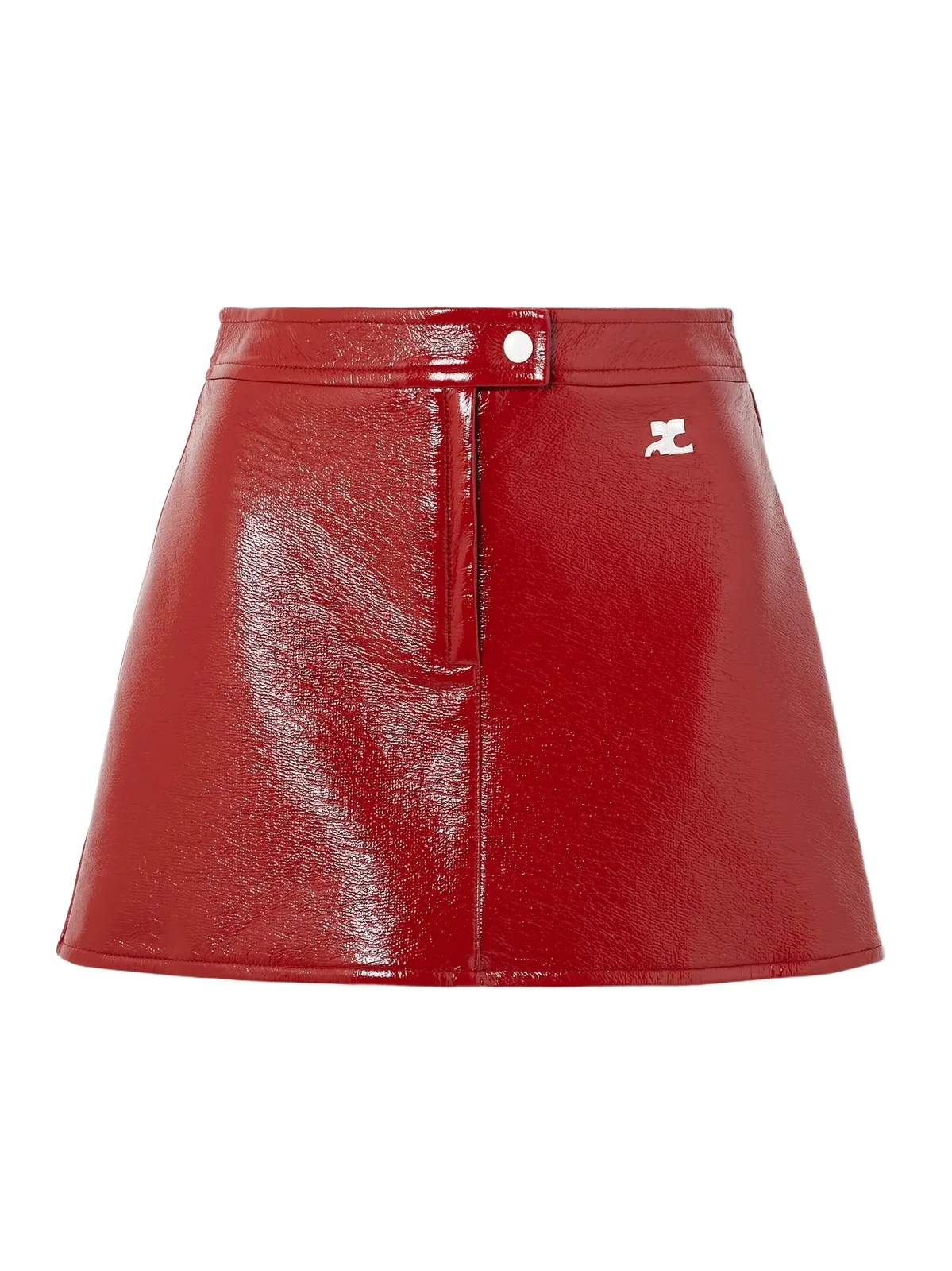 Appliquéd Coated Cotton-blend Mini Skirt
