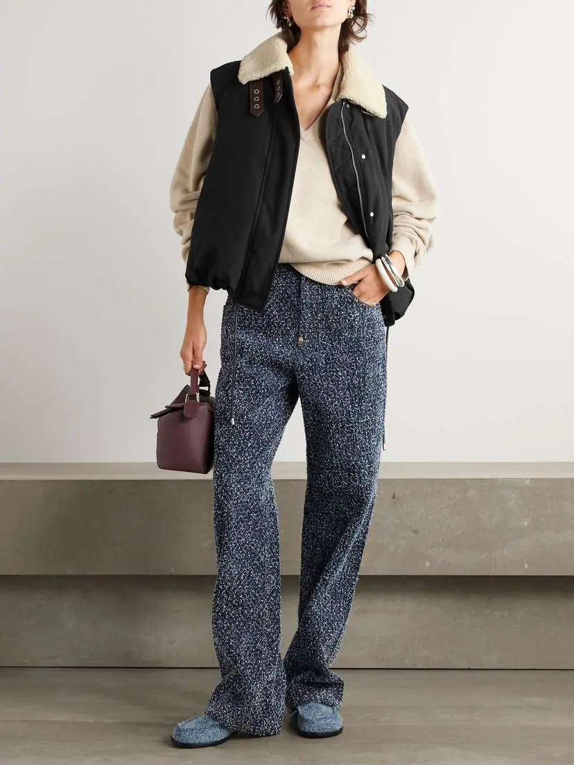 Loewe Shearling-trimmed Padded Cotton-blend Shell Vest | Thumbnail 2 Loewe Shearling-trimmed Padded Cotton-blend Shell Vest | Thumbnail 2