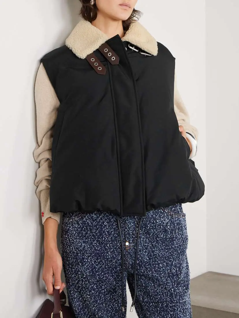 Loewe Shearling-trimmed Padded Cotton-blend Shell Vest | Thumbnail 3 Loewe Shearling-trimmed Padded Cotton-blend Shell Vest | Thumbnail 3
