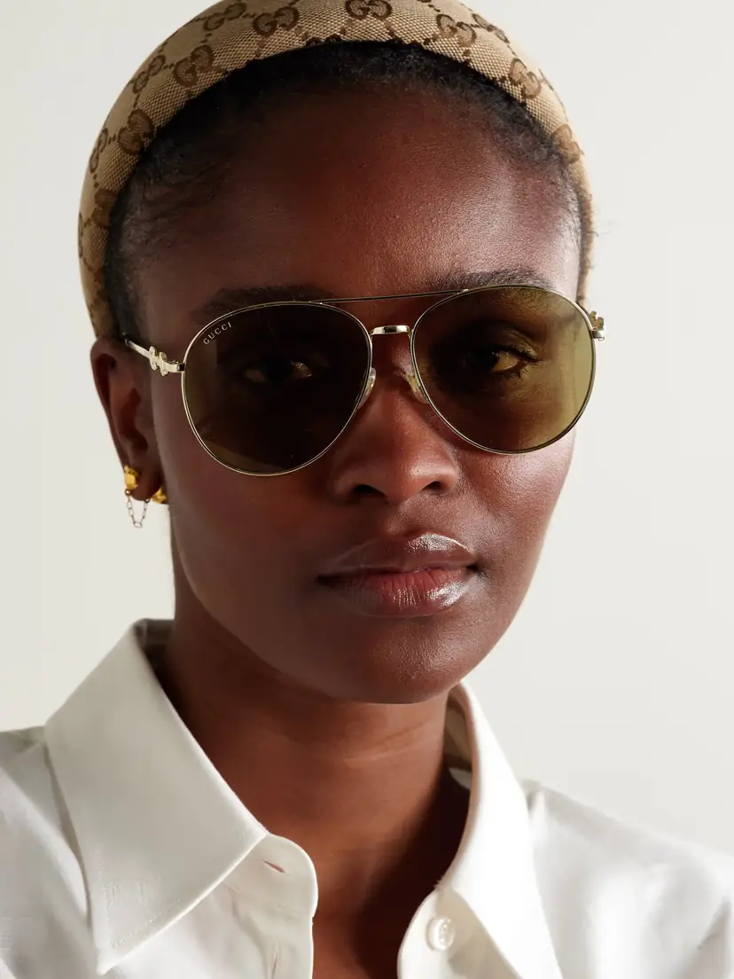 Gucci Eyewear Aviator-style Gold-tone Sunglasses | Thumbnail 2