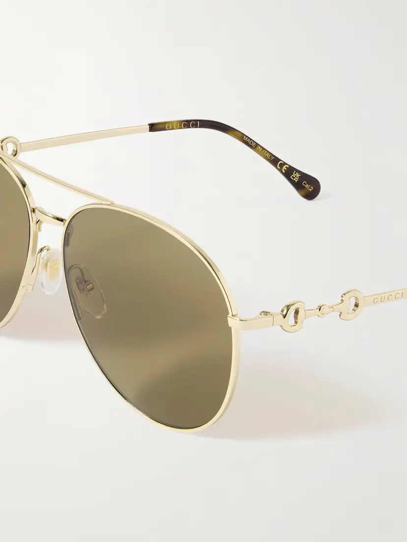 Gucci Eyewear Aviator-style Gold-tone Sunglasses | Thumbnail 4