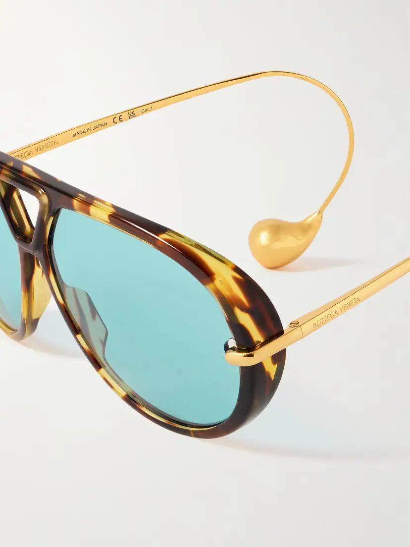 Bottega Veneta Eyewear Embellished Aviator-style Tortoiseshell Recycled-acetate And Gold-tone Sunglasses | Thumbnail 4