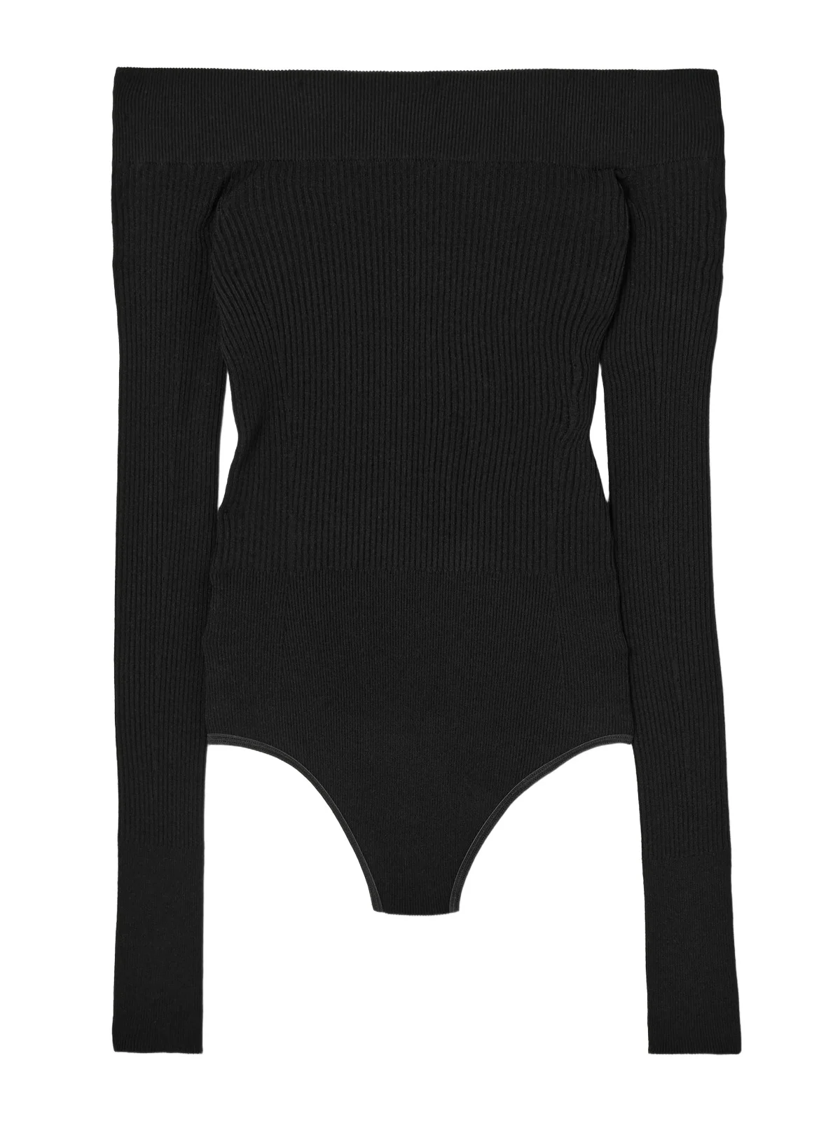 Off-the-shoulder Ribbed-knit Bodysuit