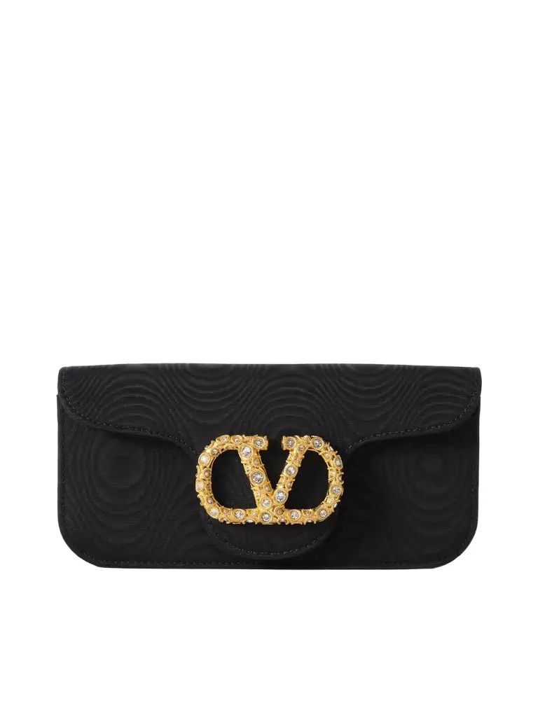 Valentino Garavani Locò Embellished Moire Clutch | Image 1 Valentino Garavani Locò Embellished Moire Clutch | Image 1