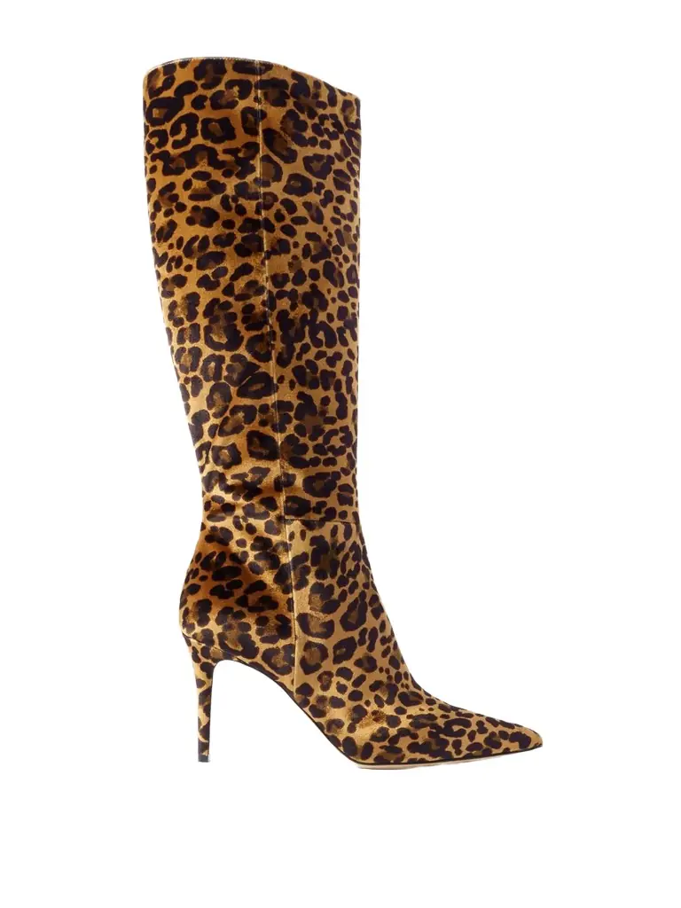 Leopard-print Velvet Knee Boots Leopard-print Velvet Knee Boots