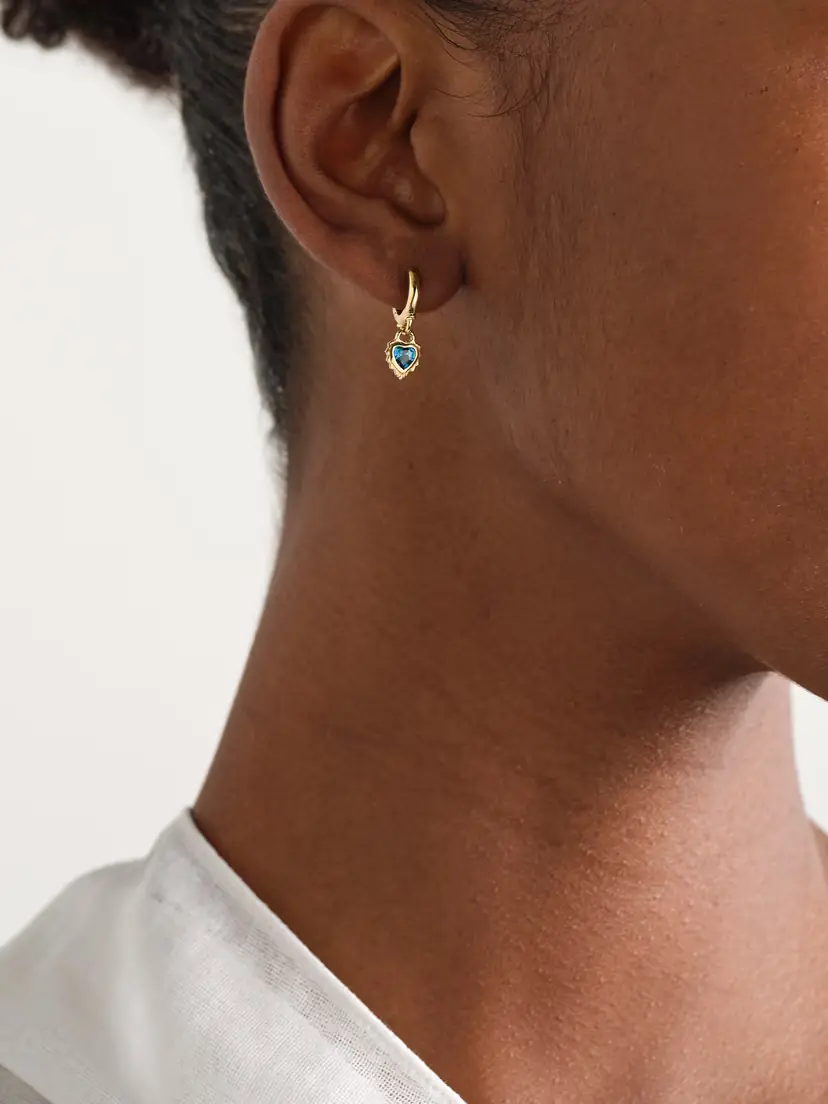 Foundrae True Love 18-karat Gold Topaz Single Hoop Earring | Thumbnail 2