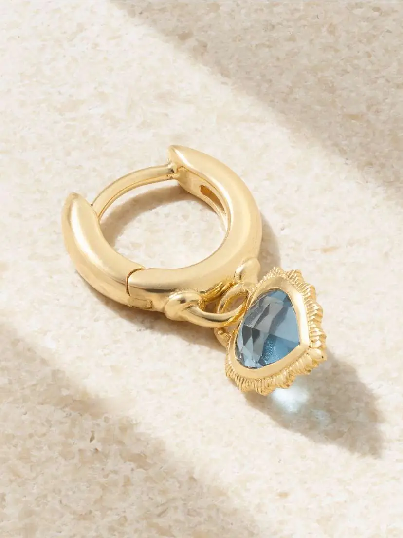 Foundrae True Love 18-karat Gold Topaz Single Hoop Earring | Thumbnail 3