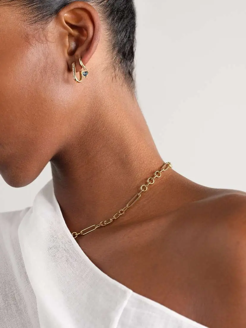 Foundrae True Love 18-karat Gold Topaz Single Hoop Earring | Thumbnail 4