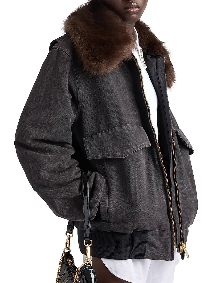 Prada Women's Canvas Blouson Jacket - Black | Thumbnail 4 Prada Women's Canvas Blouson Jacket - Black | Thumbnail 4