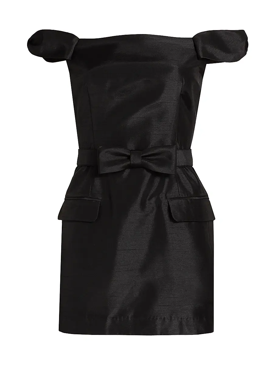 NICHOLAS Women's Pema Taffeta Off-The-Shoulder Minidress - Black | Image 1 NICHOLAS Women's Pema Taffeta Off-The-Shoulder Minidress - Black | Image 1