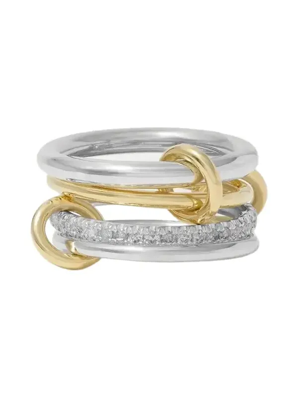 Nimbus Set Of Four Sterling Silver And 18-karat Gold Diamond Rings Nimbus Set Of Four Sterling Silver And 18-karat Gold Diamond Rings