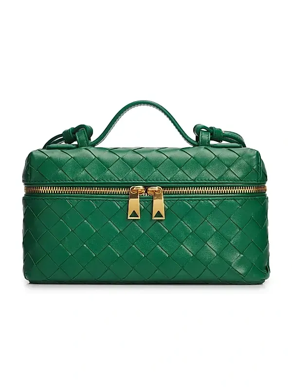 Women's Bang Bang Intrecciato Leather Crossbody Vanity Case Bag Women's Bang Bang Intrecciato Leather Crossbody Vanity Case Bag