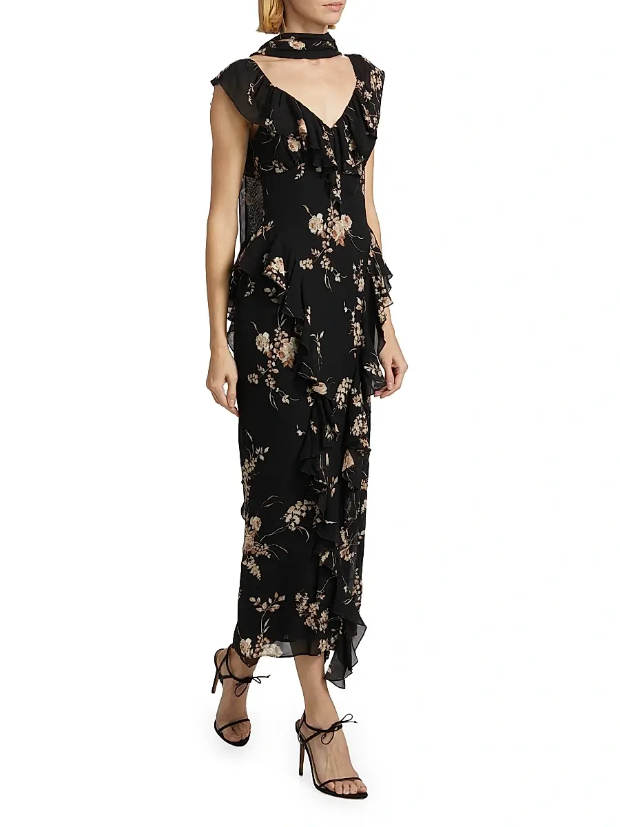 Reformation Women's Silvana Floral Georgette Dress | Thumbnail 2