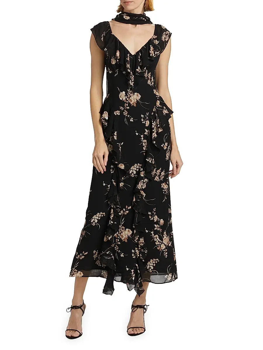 Reformation Women's Silvana Floral Georgette Dress | Thumbnail 3