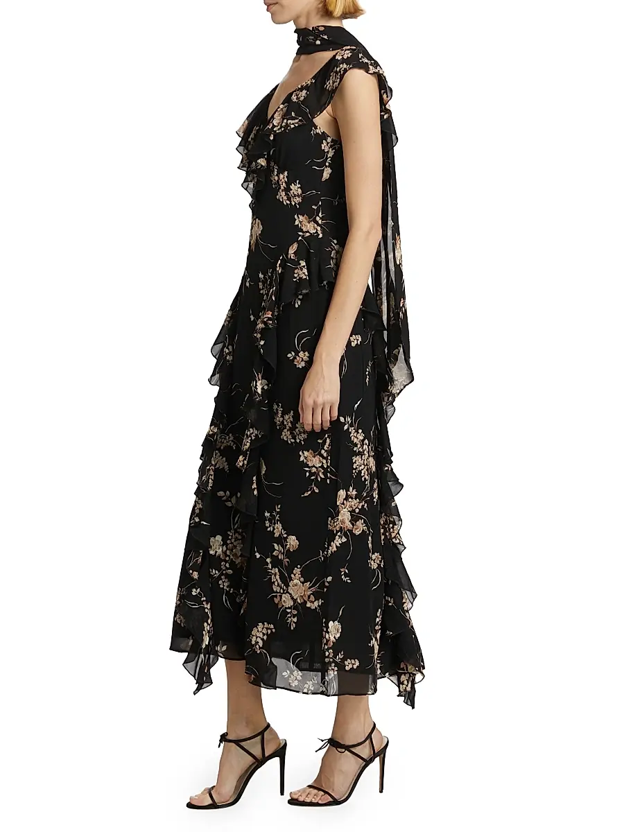 Reformation Women's Silvana Floral Georgette Dress | Thumbnail 4