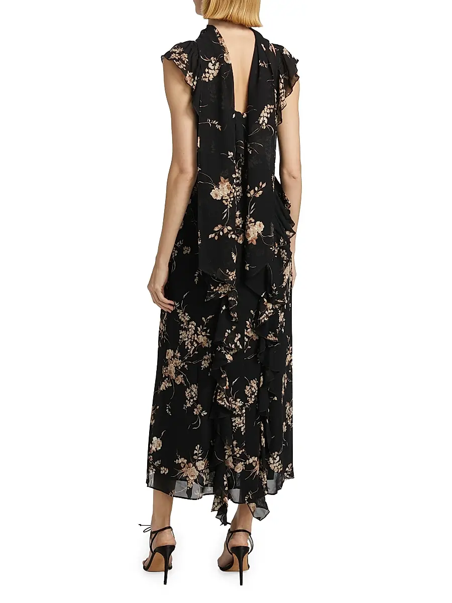 Reformation Women's Silvana Floral Georgette Dress | Thumbnail 5