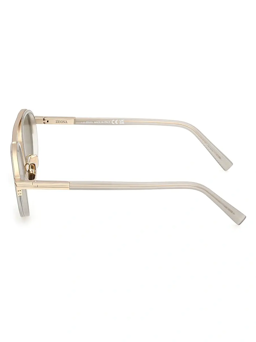ZEGNA Men's 51MM Round Metal Sunglasses - Grey Gold Grey | Thumbnail 3 ZEGNA Men's 51MM Round Metal Sunglasses - Grey Gold Grey | Thumbnail 3
