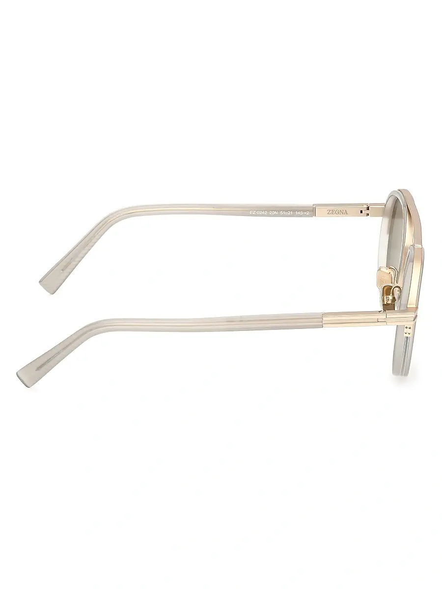 ZEGNA Men's 51MM Round Metal Sunglasses - Grey Gold Grey | Thumbnail 7 ZEGNA Men's 51MM Round Metal Sunglasses - Grey Gold Grey | Thumbnail 7