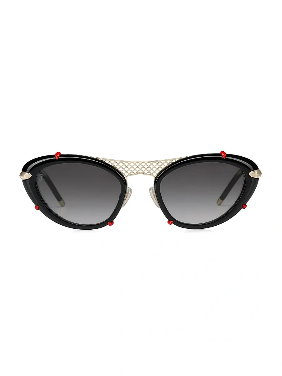 Christian Louboutin Women's Miss Z 54MM Oval Sunglasses - Shiny Black | Thumbnail 3 Christian Louboutin Women's Miss Z 54MM Oval Sunglasses - Shiny Black | Thumbnail 3