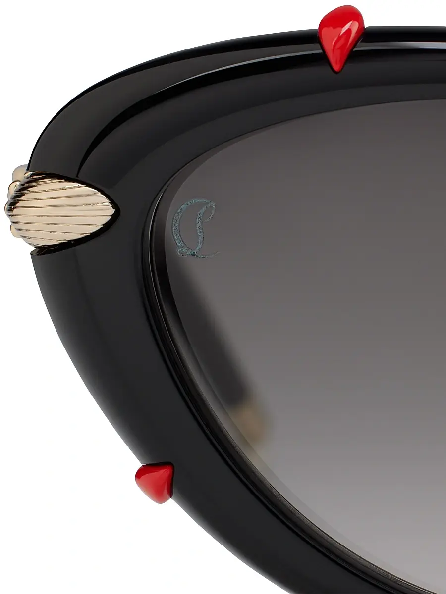 Christian Louboutin Women's Miss Z 54MM Oval Sunglasses - Shiny Black | Thumbnail 6 Christian Louboutin Women's Miss Z 54MM Oval Sunglasses - Shiny Black | Thumbnail 6