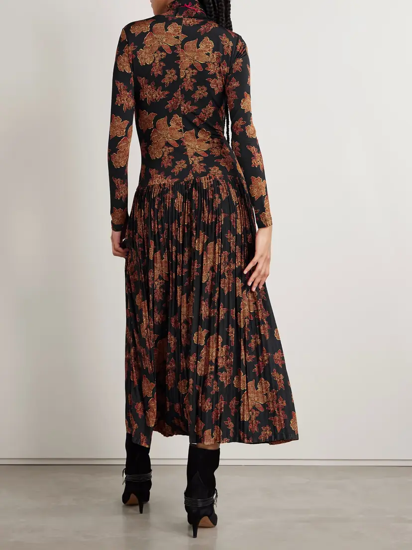 Ulla Johnson Amaya Pleated Floral-print Jersey Turtleneck Maxi Dress | Thumbnail 3 Ulla Johnson Amaya Pleated Floral-print Jersey Turtleneck Maxi Dress | Thumbnail 3