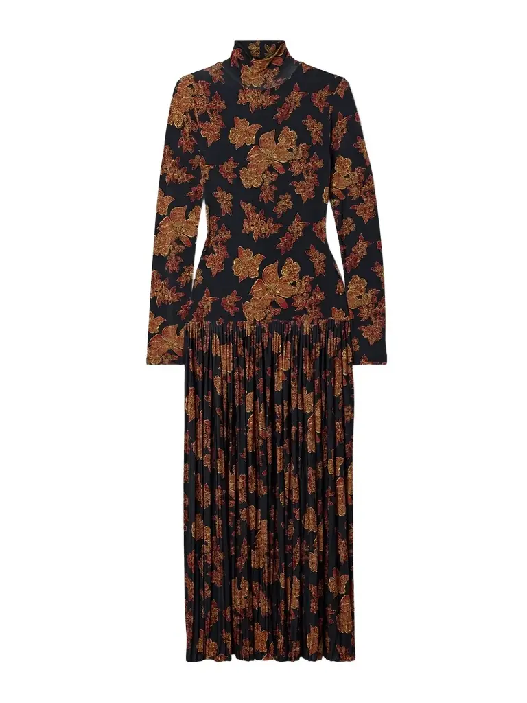 Ulla Johnson Amaya Pleated Floral-print Jersey Turtleneck Maxi Dress | Thumbnail 1 Ulla Johnson Amaya Pleated Floral-print Jersey Turtleneck Maxi Dress | Thumbnail 1