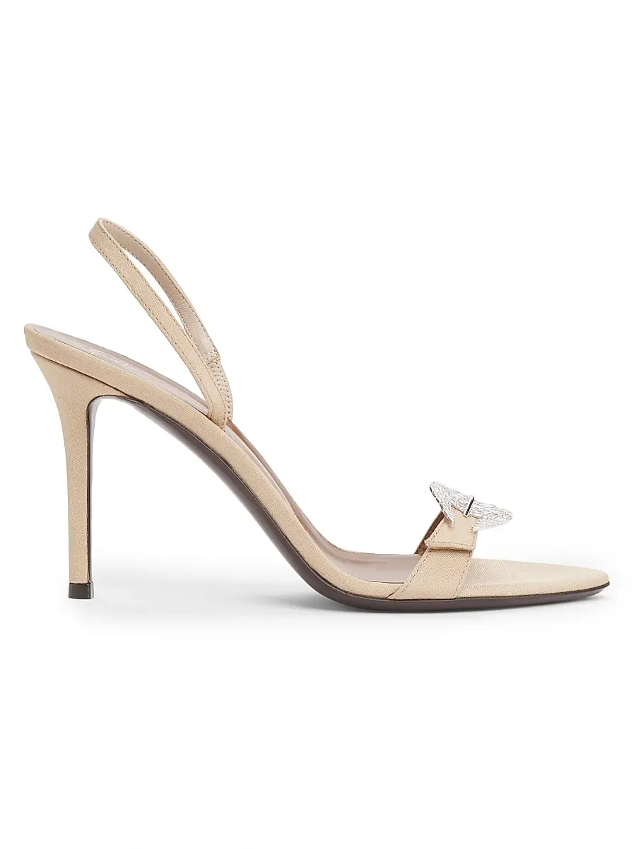 Giuseppe Zanotti Women's Silk Slingback Sandals - Tan | Image 1 Giuseppe Zanotti Women's Silk Slingback Sandals - Tan | Image 1