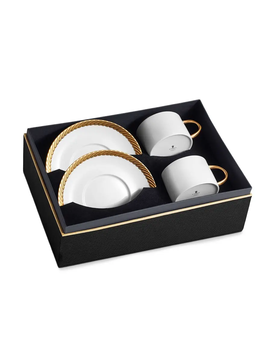 L'Objet Corde 4-Piece Teacups & Saucers Set - Gold