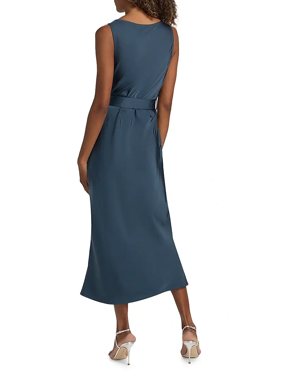 Lapointe Women's Satin Belted Cowlneck Midi-Dress | Thumbnail 5 Lapointe Women's Satin Belted Cowlneck Midi-Dress | Thumbnail 5