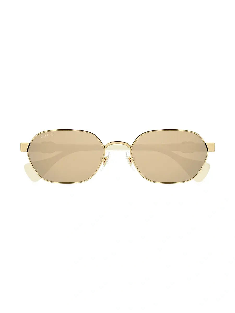 Gucci Women's Mini Running 56MM Oval Sunglasses - Gold Ivory Yellow | Image 1 Gucci Women's Mini Running 56MM Oval Sunglasses - Gold Ivory Yellow | Image 1