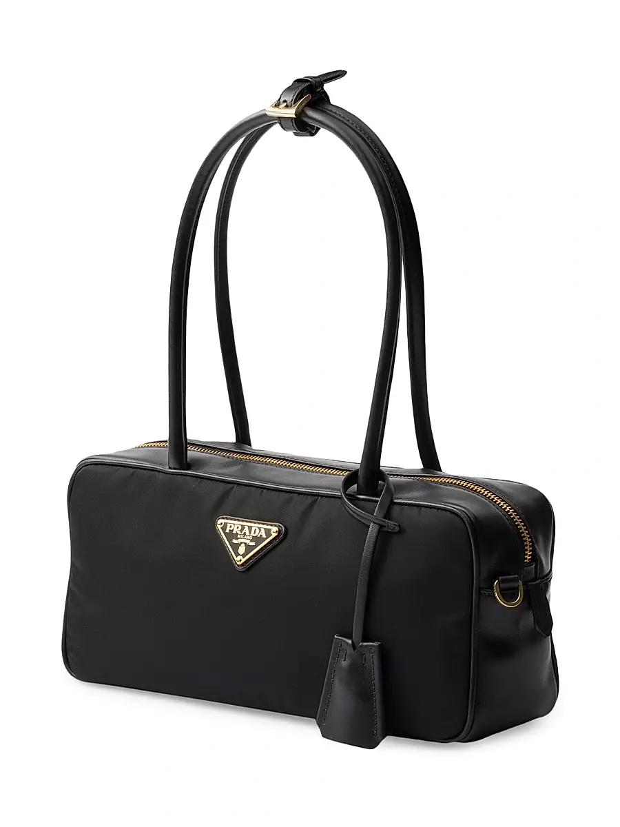 Prada Women's Re-Nylon and Leather Top Handle Bag - Black | Thumbnail 2 Prada Women's Re-Nylon and Leather Top Handle Bag - Black | Thumbnail 2