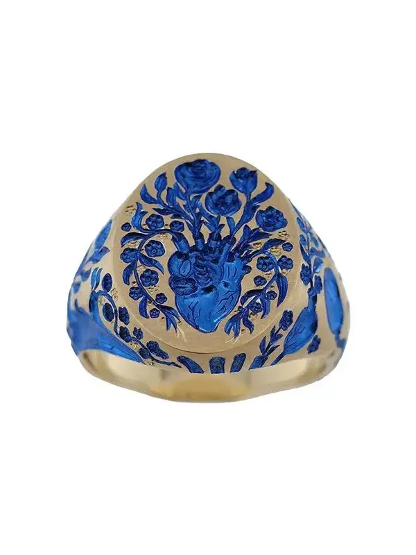 Blue Heart Classic Signet Ring